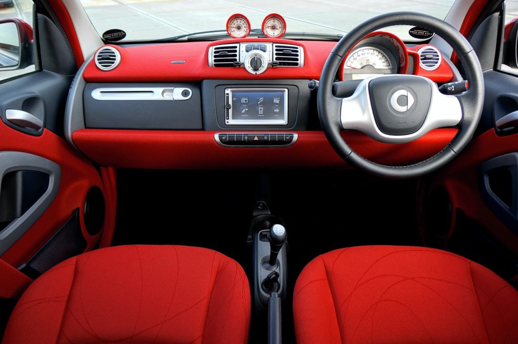 red car interior